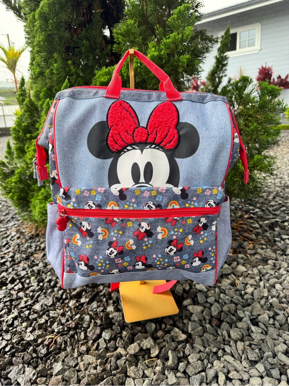 Disney NWOT Minnie Mouse Backpack Diaper Bag Travel Backpack Rainbow Print